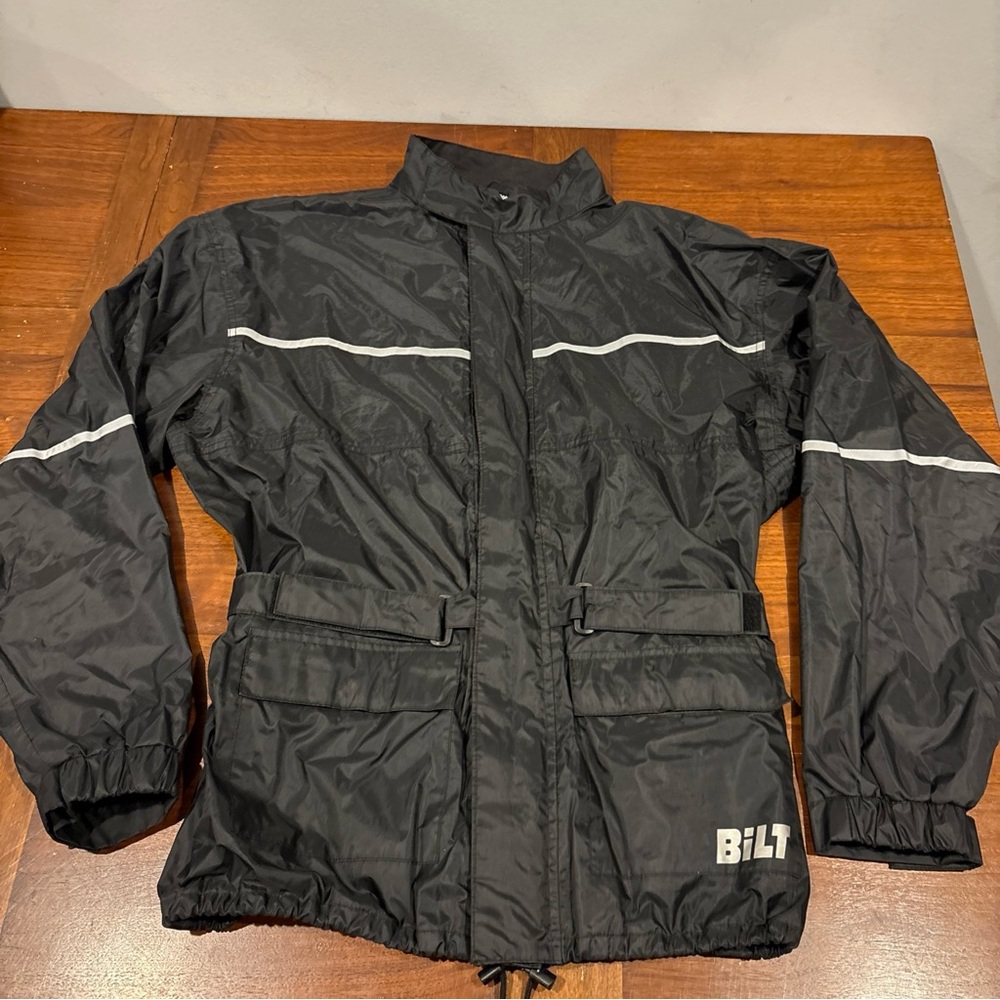 Bilt BLW 4 Waterproof Rain Shell Reflective Black Motorcycle Jacket Size 2XL